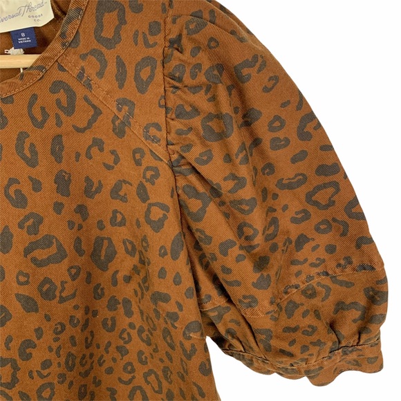 Universal Thread Leopard Puff Sleeve Denim Dress 8 - Picture 3 of 6